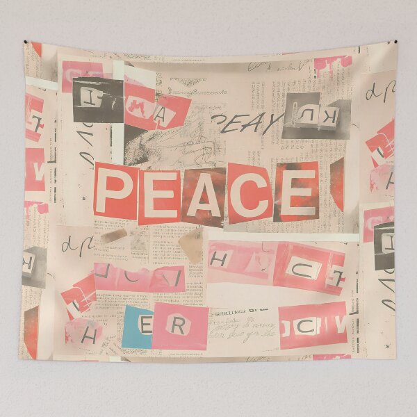 Item preview, Peace World Vintage Grunge Collage Typography Collection Design designed and sold by ART ATTACK ZONE.