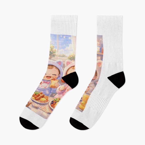Item preview, Cute Kids Eating Together Cozy Food Scene Animal Pajamas Sweet Pastel Art designed and sold by Teenidesign .