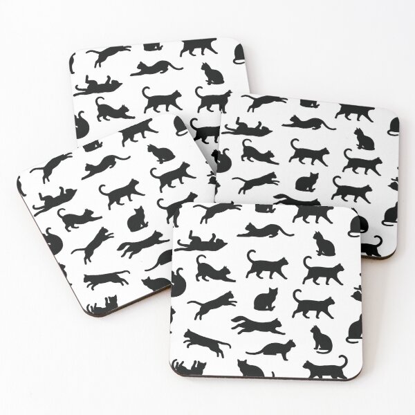 Item preview, Black Cat Silhouette Pattern Minimal Cute Cats Seamless designed and sold by Timegraf.