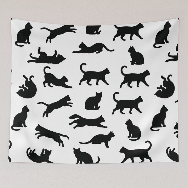 Item preview, Black Cat Silhouette Pattern Minimal Cute Cats Seamless designed and sold by Timegraf.