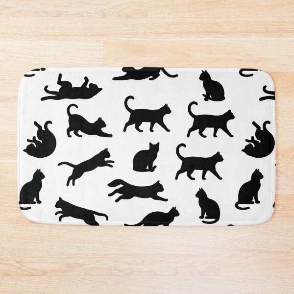 Artikelvorschau, Black Cat Silhouette Pattern Minimal Cute Cats Seamless entworfen und verkauft von Timegraf.