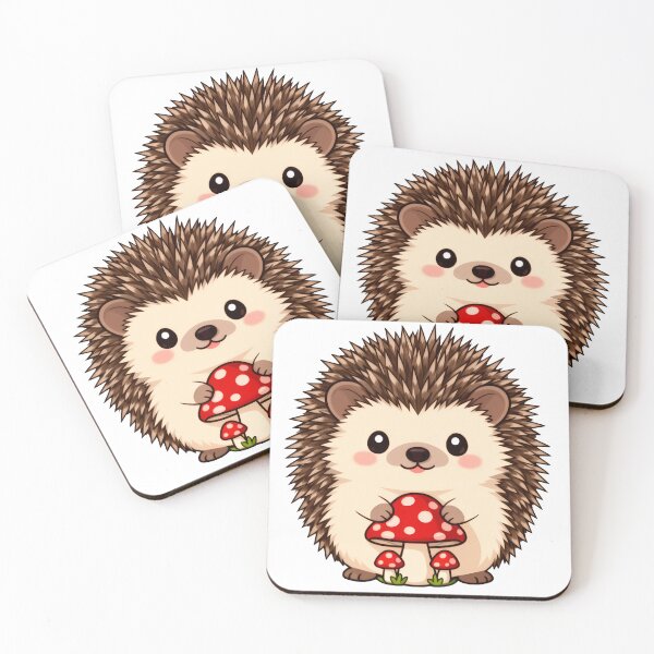 Artikelvorschau, Igel mit Pilz | Niedliche Kawaii-Herbstwaldillustration entworfen und verkauft von WrenAndWhimsy.