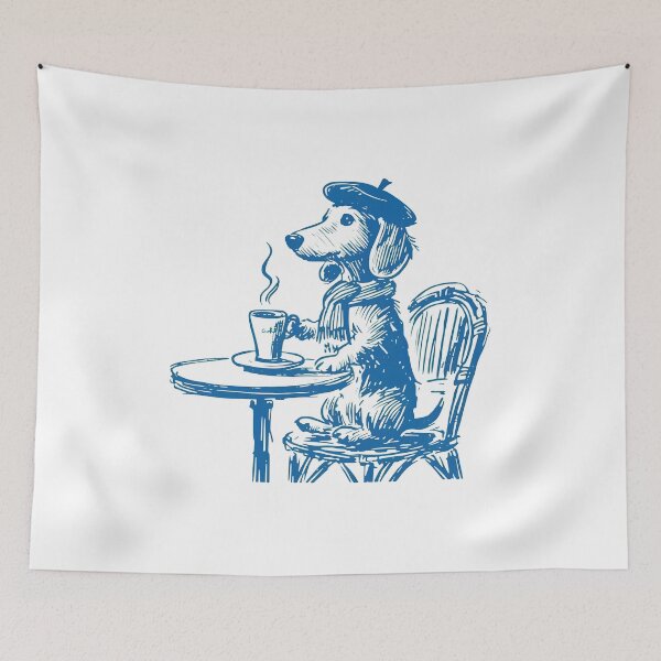 Item preview, Dachshund Parisian Coffee Sketch Dog Art designed and sold by OlyvieArt.