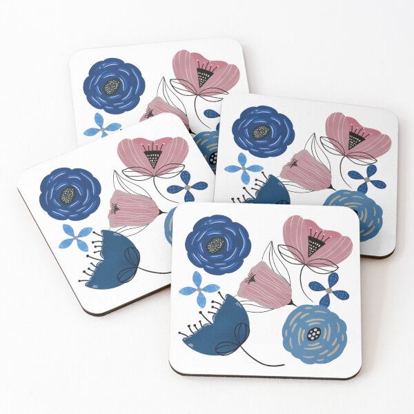 Artikelvorschau, Rosa und blaue Blumen entworfen und verkauft von NotPrettyinPink.