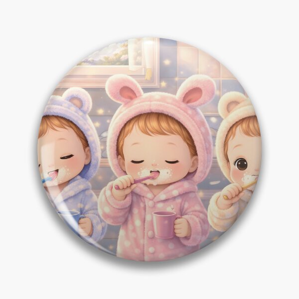 Item preview, Cute Kids Brushing Teeth Bathroom Scene Animal Pajamas Daily Routine Art designed and sold by Teenidesign .