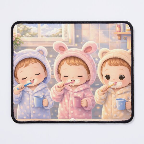 Item preview, Cute Kids Brushing Teeth Bathroom Scene Animal Pajamas Daily Routine Art designed and sold by Teenidesign .