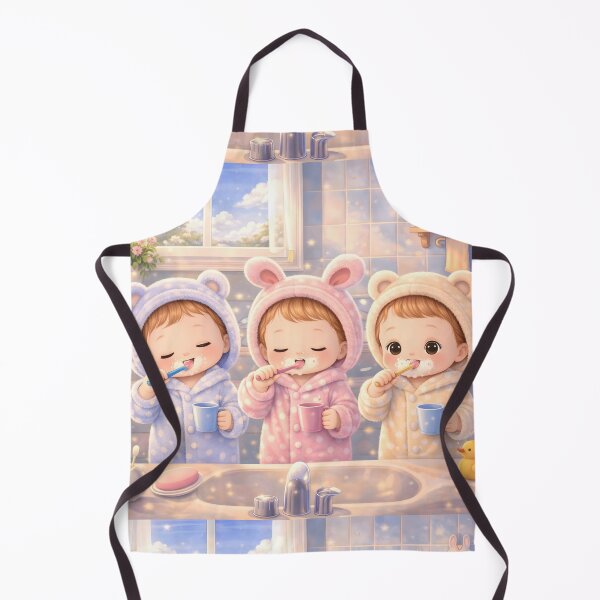 Item preview, Cute Kids Brushing Teeth Bathroom Scene Animal Pajamas Daily Routine Art designed and sold by Teenidesign .