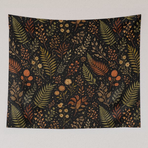 Item preview, Dark Botanical Floral Pattern | Autumn Leaves & Wildflowers Seamless Design | Vintage Nature Aesthetic designed and sold by simpleyetcanva.
