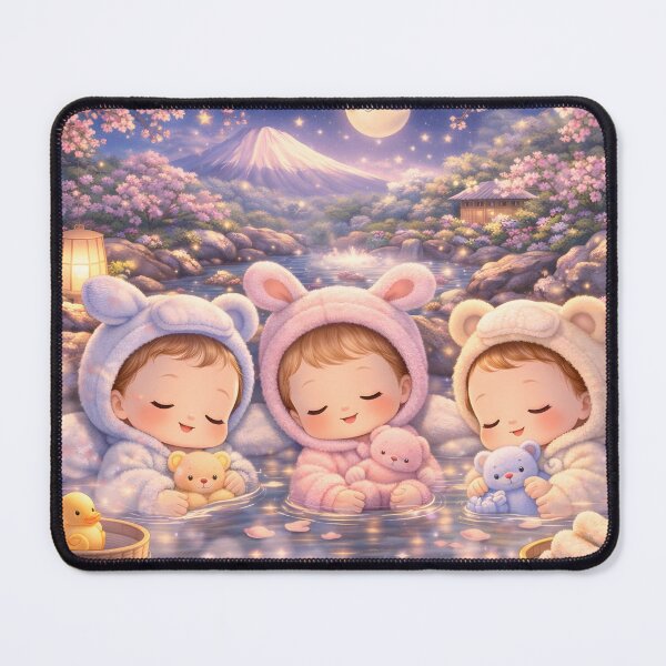 Item preview, Cute Kids Relaxing in Hot Spring Night Scene Magical Water Cozy Pastel Art designed and sold by Teenidesign .
