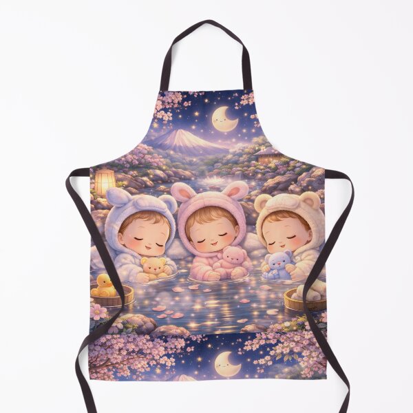 Item preview, Cute Kids Relaxing in Hot Spring Night Scene Magical Water Cozy Pastel Art designed and sold by Teenidesign .