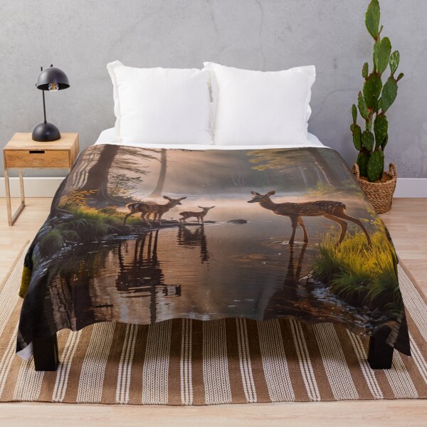 Item preview, Deer in Sunlit Forest Stream Wall Art designed and sold by BeautifulVirtues.
