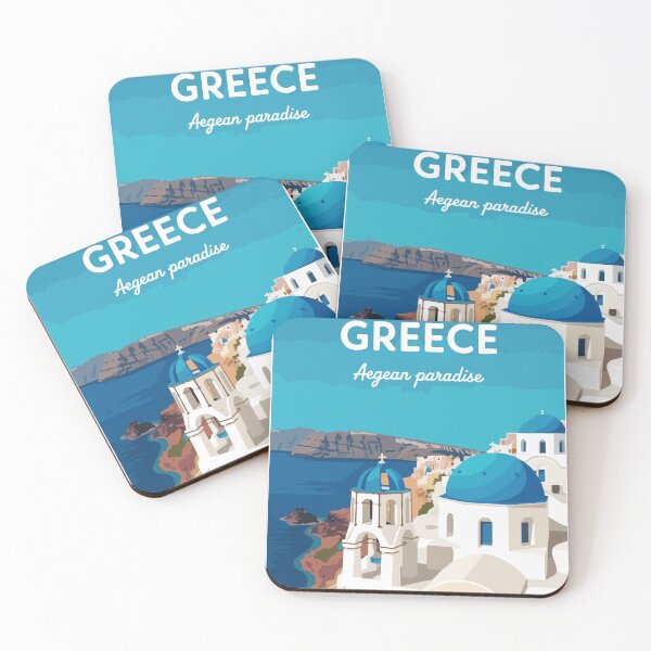 Item preview, Santorini Greece Aegean Paradise Minimalist Travel Poster designed and sold by PixelWaveBD.