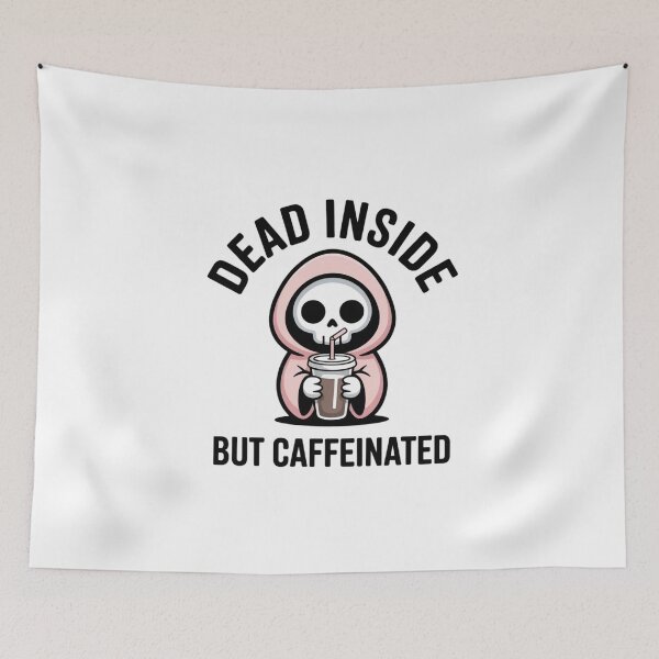 Item preview, Dead Inside But Caffeinated Pastel Goth Grim Reaper Sticker designed and sold by Mr-wow.