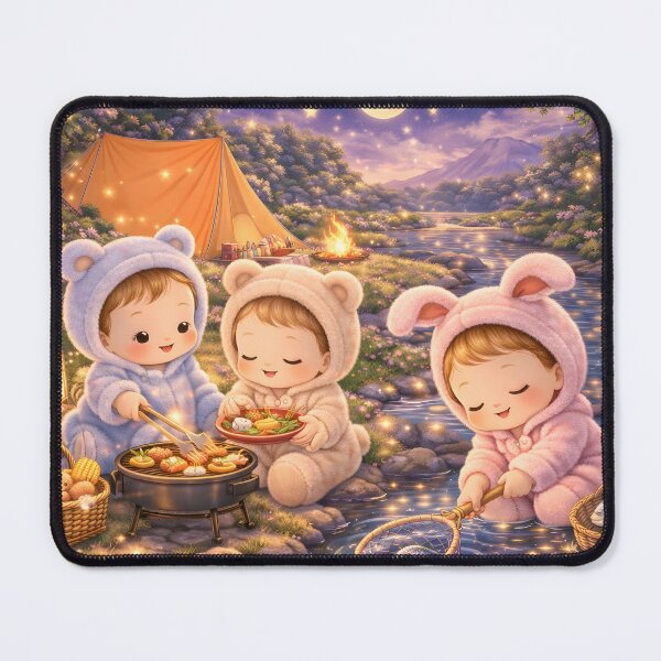 Item preview, Cute Kids Camping Night Scene Cozy Fireflies Nature Animal Pajamas Art designed and sold by Teenidesign .