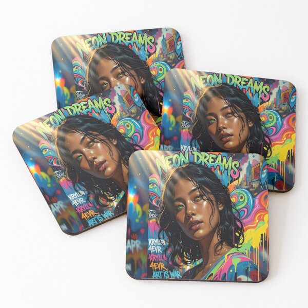 Item preview, Neon Dreams Graffiti Girl Vibrant Street Art Portrait designed and sold by DreamyWallVibes.