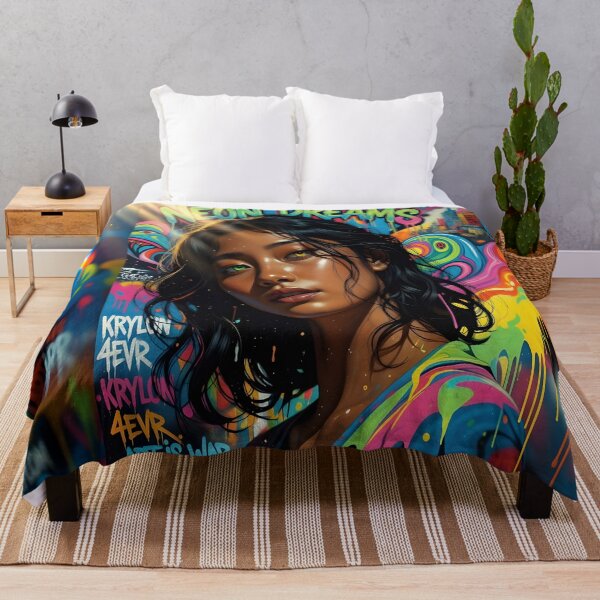Item preview, Neon Dreams Graffiti Girl Vibrant Street Art Portrait designed and sold by DreamyWallVibes.