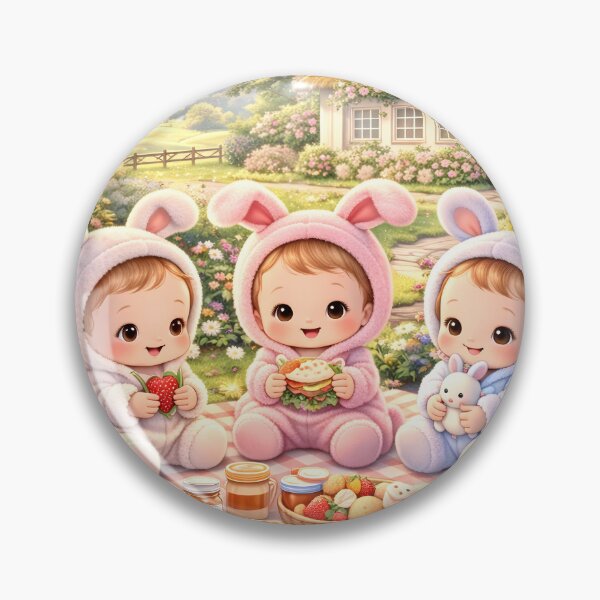 Item preview, Cute Kids Picnic Day Scene Pastel Garden Bunny Theme Sweet Illustration designed and sold by Teenidesign .