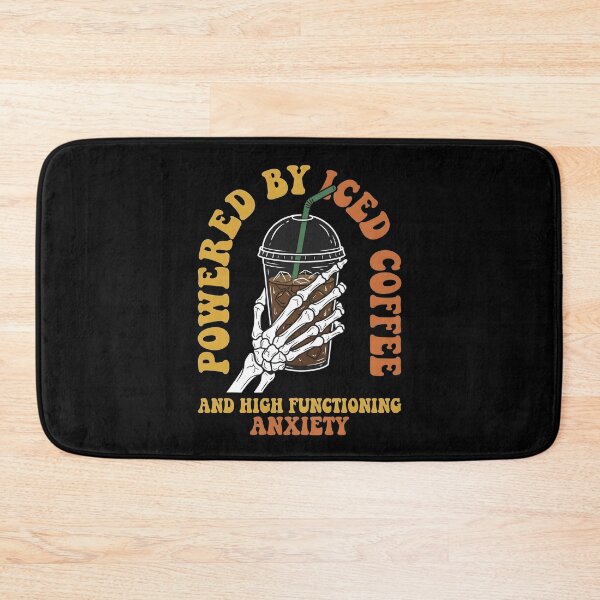 Item preview, Powered by Iced Coffee and High Functioning Anxiety — Skeleton Hand Retro Groovy Art, Funny Mental Health Coffee Lover Gift designed and sold by Luminari Creations.