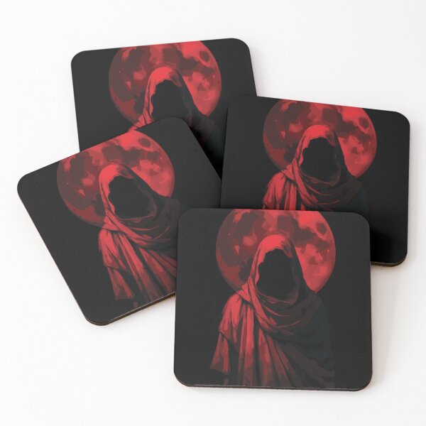Item preview, Red Hooded Figure Under Blood Moon Dark Gothic Art designed and sold by RamyGallery.