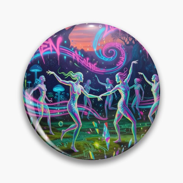 Item preview, Neon Fairy Forest Dance Art  Psychedelic Glow Fantasy Mushrooms & Magic Women designed and sold by DreamyWallVibes.