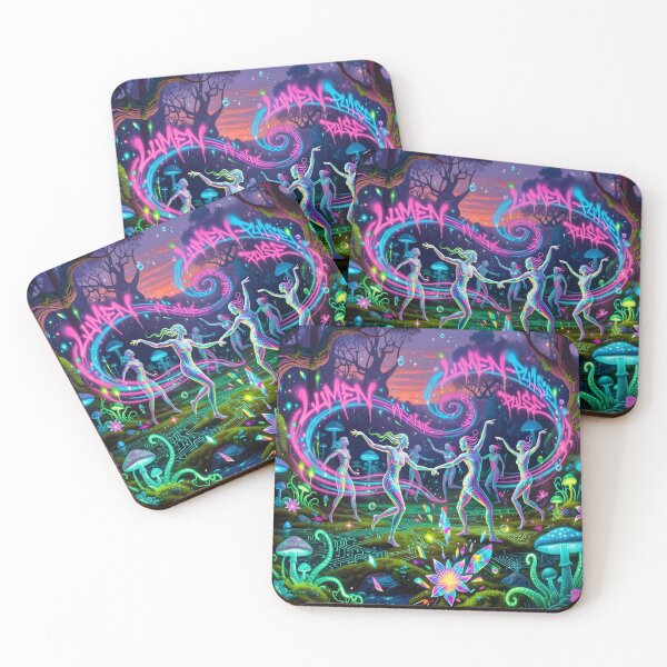 Item preview, Neon Fairy Forest Dance Art  Psychedelic Glow Fantasy Mushrooms & Magic Women designed and sold by DreamyWallVibes.