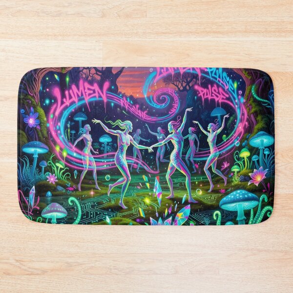 Item preview, Neon Fairy Forest Dance Art  Psychedelic Glow Fantasy Mushrooms & Magic Women designed and sold by DreamyWallVibes.
