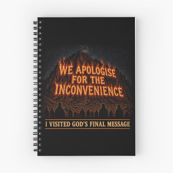 Item preview, I Visited God’s Final Message Shirt – We Apologise for the Inconvenience – Hitchhiker's Guide Humor Tee – So Long and Thanks for all the Fish Cosmic Mountain Fire Design designed and sold by DiamondSkyShirt.