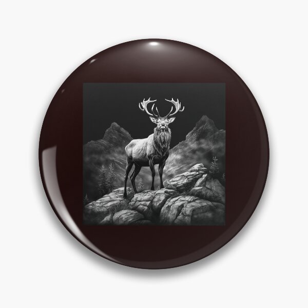 Item preview, Majestic Elk in Mountain Wilderness Black and White Wildlife Art designed and sold by inkoutninja.