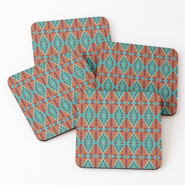 Item preview, Bright Orange Red Aqua Turquoise Teal Tribal Pattern designed and sold by LC Graphic Design Studio.