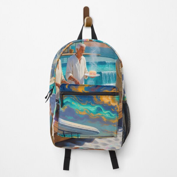 Item preview, Surreal Beach Family Scene Art Dreamlike Ocean Gathering & Futuristic Sky designed and sold by DreamyWallVibes.