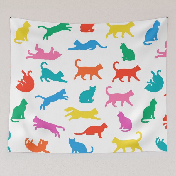 Item preview, Color Cat Silhouette Pattern Minimal Cute Cats Seamless designed and sold by Timegraf.