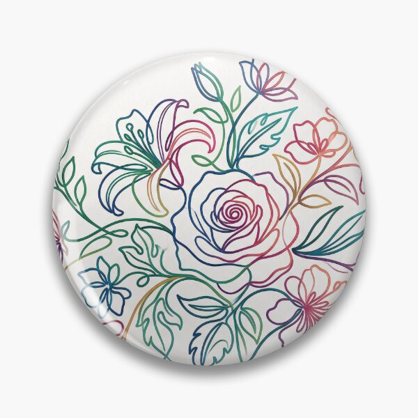 Item preview, Rainbow Line Art Floral Rose Botanical Illustration designed and sold by PixorStudio.
