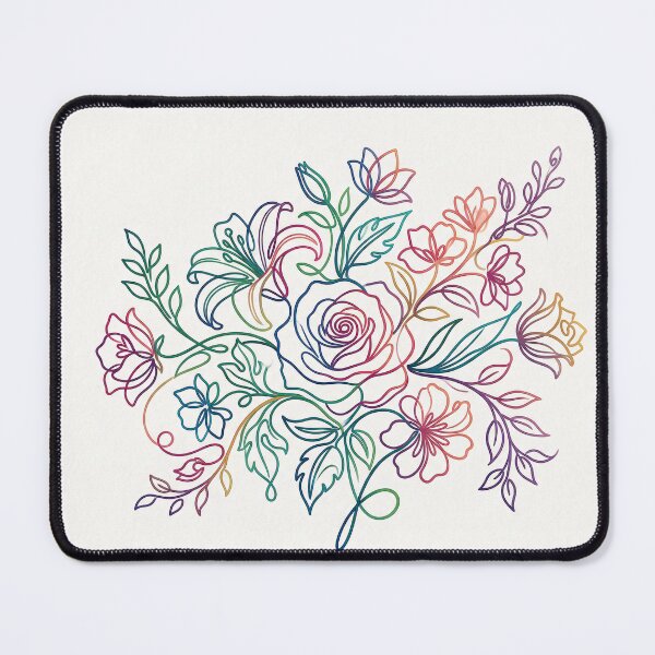 Item preview, Rainbow Line Art Floral Rose Botanical Illustration designed and sold by PixorStudio.
