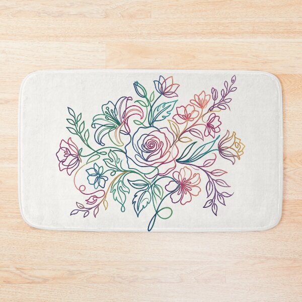 Item preview, Rainbow Line Art Floral Rose Botanical Illustration designed and sold by PixorStudio.