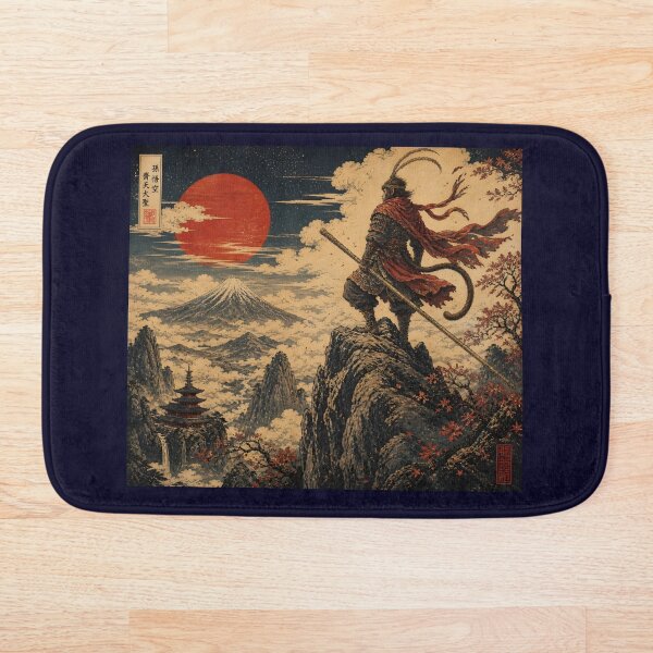 Aperçu de l'œuvre Le Roi Singe sur la Montagne Sacrée – Art mythologique japonais de style Ukiyo-e | Estampe esthétique de Sun Wukong créée et vendue par Bray4321.