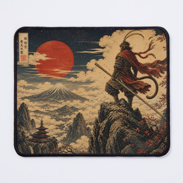 Item preview, Monkey King on Sacred Mountain – Japanese Ukiyo-e Style Mythology Art | Sun Wukong Aesthetic Print designed and sold by Bray4321.