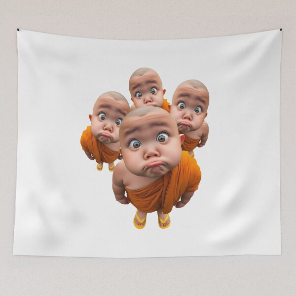 Item preview, Funny Baby Monks in Orange Robes Cute Art designed and sold by RamyGallery.
