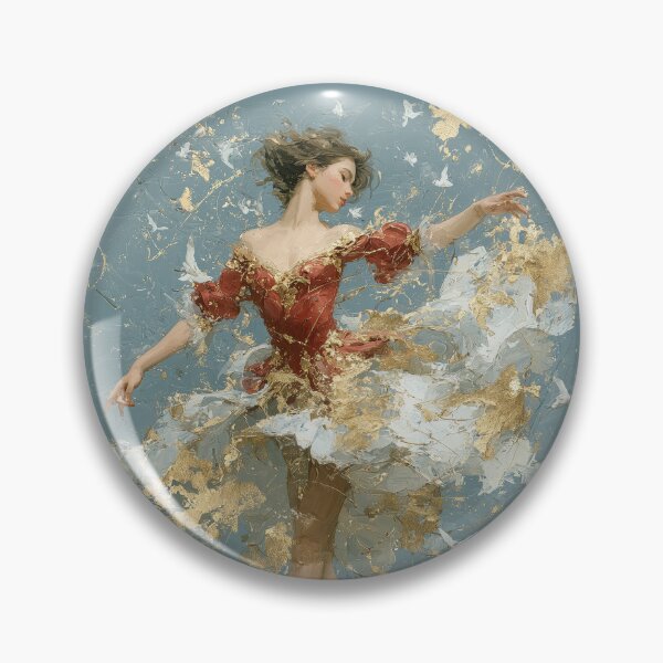 Item preview, Elegant Ballerina in Golden Abstract Splatter Art designed and sold by colorful-white.