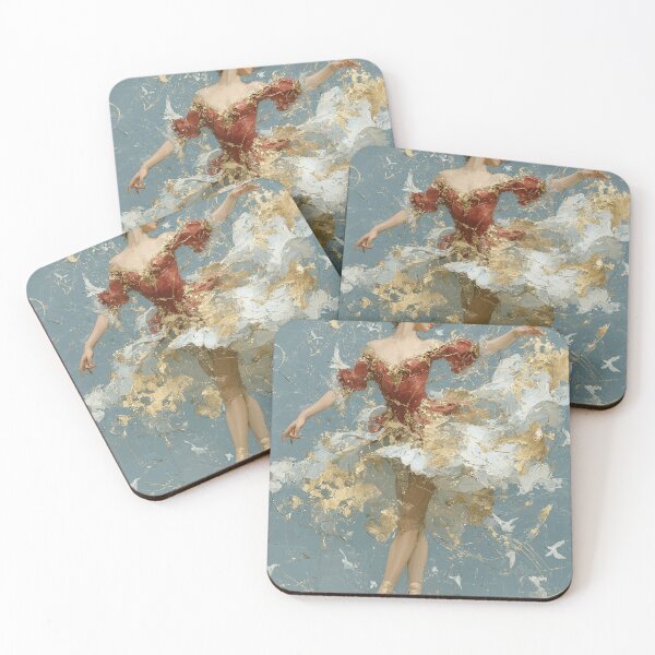 Item preview, Elegant Ballerina in Golden Abstract Splatter Art designed and sold by colorful-white.