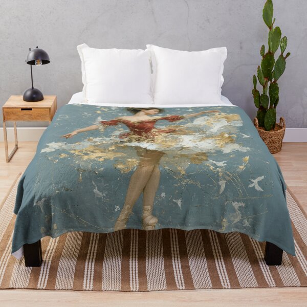 Item preview, Elegant Ballerina in Golden Abstract Splatter Art designed and sold by colorful-white.