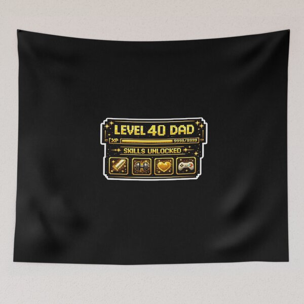 Item preview, Level 40 Dad Unlocked Gamer 40th Birthday Pixel Art Sticker designed and sold by FestivityFinds.