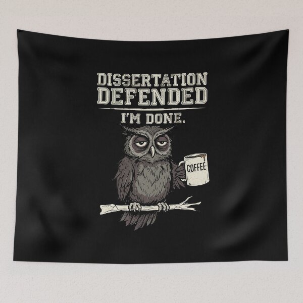 Item preview, Dissertation Defended Owl Design for Academic Achievement PhD Graduation Gift Idea designed and sold by Im-Ara.