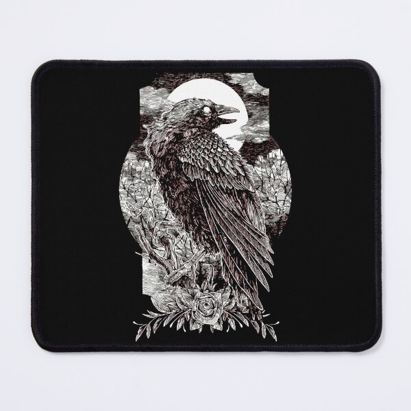 Item preview, Dark Mystical Raven with Moon and Roses Gothic Art designed and sold by RamyGallery.