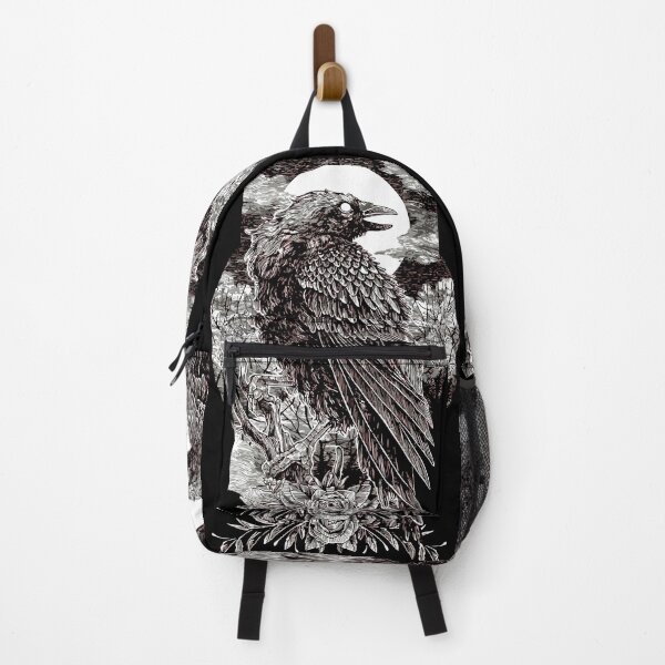 Item preview, Dark Mystical Raven with Moon and Roses Gothic Art designed and sold by RamyGallery.