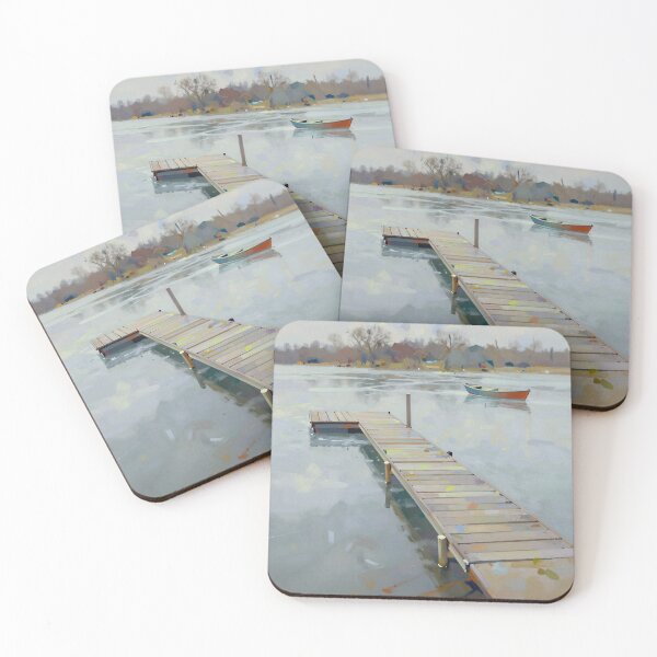 Item preview, Dock extending into frozen lake, designed and sold by Mia's Menagerie.