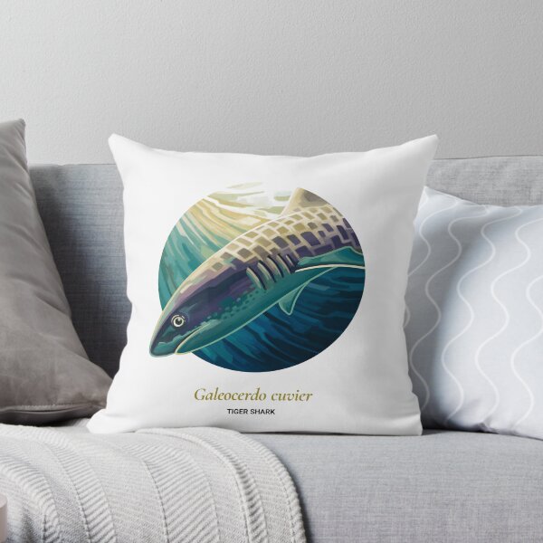 The Circles of Life: Tiger Shark Throw Pillow