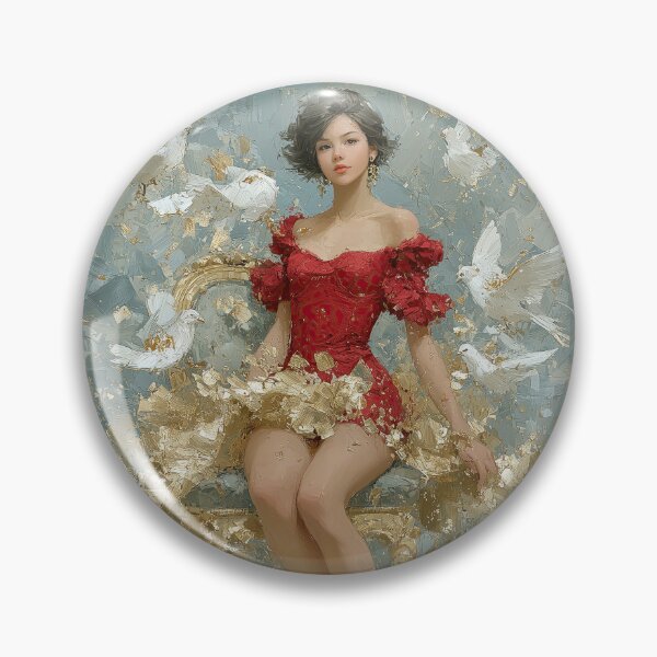 Item preview, Golden Elegance Woman with White Doves Art designed and sold by colorful-white.