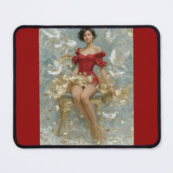 Item preview, Golden Elegance Woman with White Doves Art designed and sold by colorful-white.