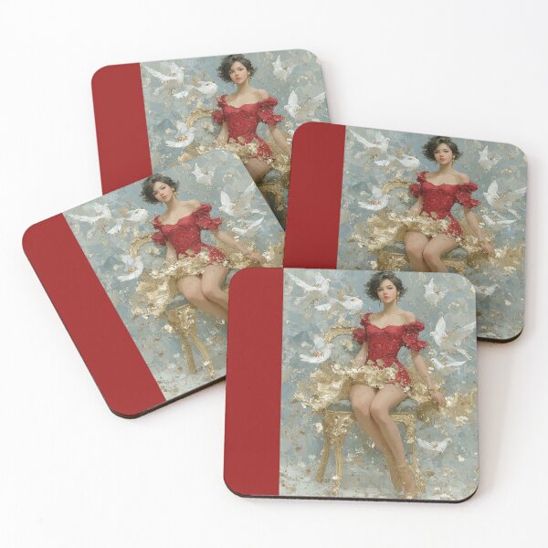 Item preview, Golden Elegance Woman with White Doves Art designed and sold by colorful-white.