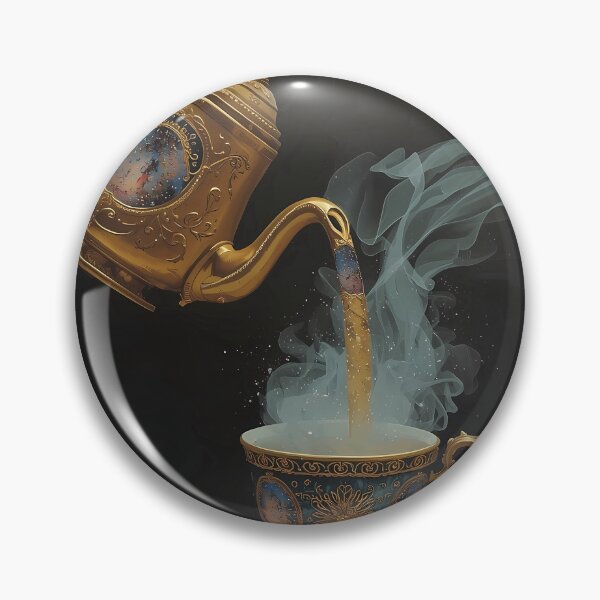 Item preview, Celestial Tea - Ornate Golden Teapot Pouring Starry Night Galaxy Art designed and sold by UnRealS.